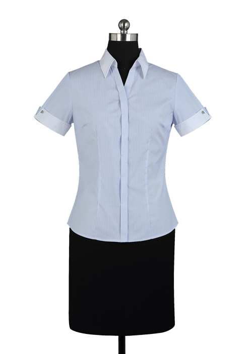 女短袖V領襯衫TMNC505B